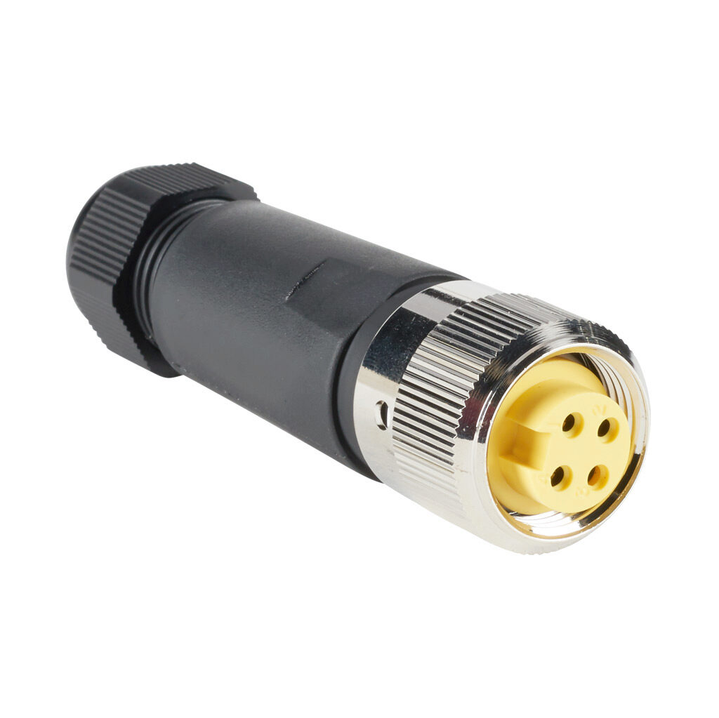 ZP-S1-4FP-FW - ZIPport connector, field-wireable, 7/8in - 16 UN2 thread nut 4-pin female axial, accepts cable diameter size 5-13mm, 22-14 AWG, North American color code, screw terminal connection, IP67.