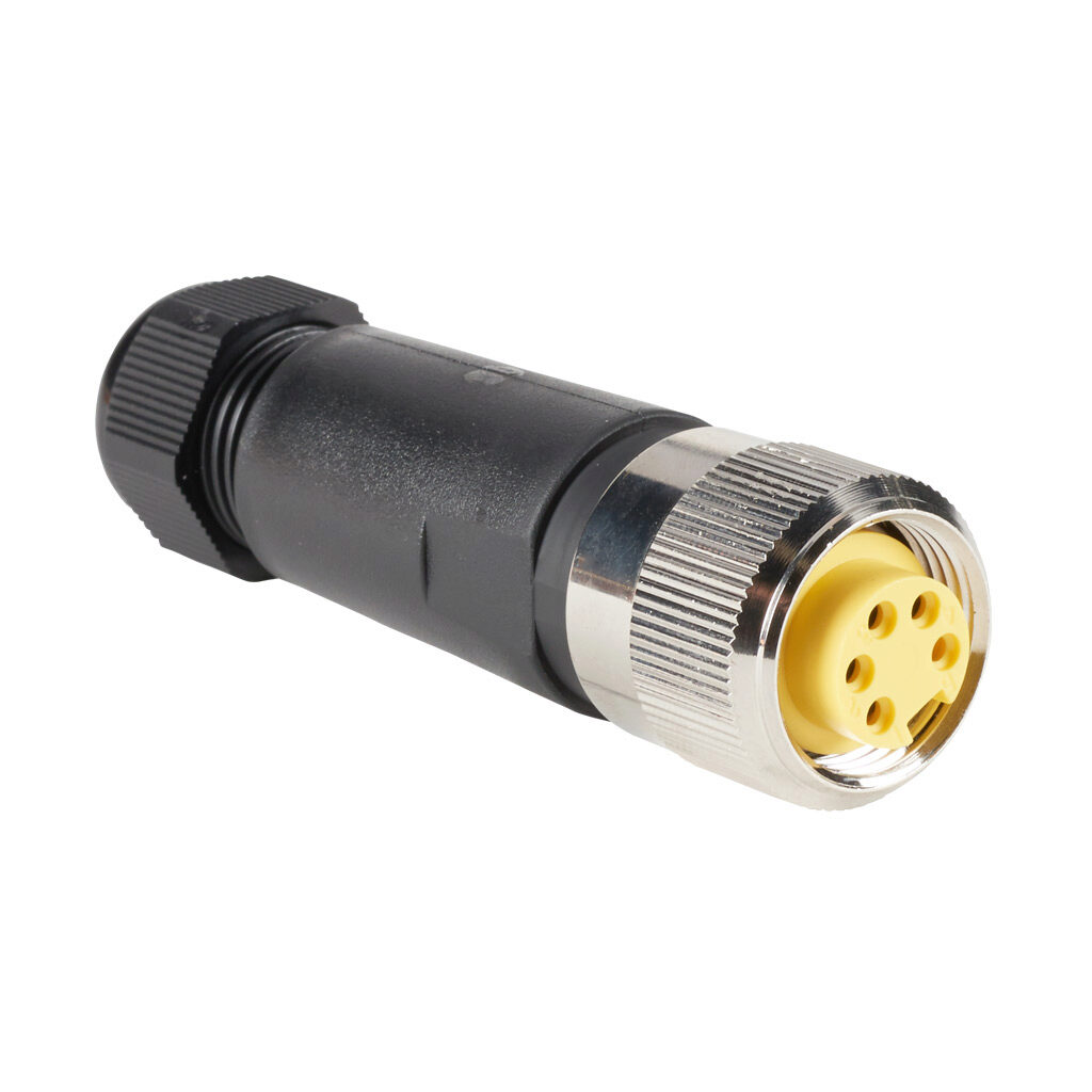 ZP-S1-5FP-FW - ZIPport connector, field-wireable, 7/8in - 16 UN2 thread nut 5-pin female axial, accepts cable diameter size 5-13mm, 22-14 AWG, North American color code, screw terminal connection, IP67.