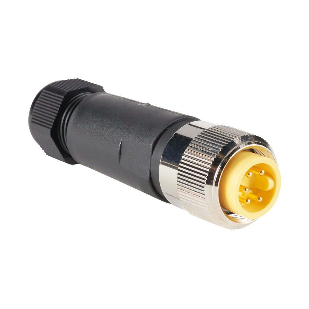 ZP-S1-5MP-FW - ZIPport connector, field-wireable, 7/8in - 16 UN2 thread nut 5-pin male axial, accepts cable diameter size 5-13mm, 22-14 AWG, North American color code, screw terminal connection, IP67.