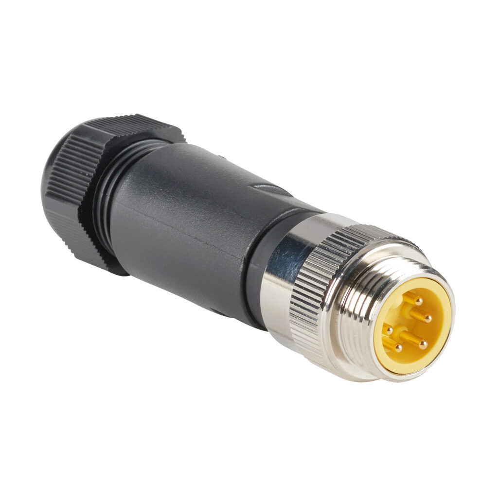 ZP-S1-5MPM-FWX - ZIPport connector, field-wireable, 7/8in - 16 UN2 thread barrel 5-pin male axial, accepts cable diameter size 8-17mm, 22-14 AWG, North American color code, screw terminal connection, IP67.
