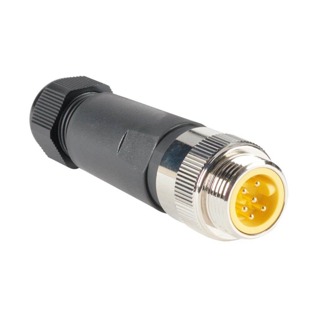 ZP-S1-6MPM-FW - ZIPport connector, field-wireable, 7/8in - 16 UN2 thread barrel 6-pin male axial, accepts cable diameter size 5-13mm, 22-16 AWG, North American color code, screw terminal connection, IP67.