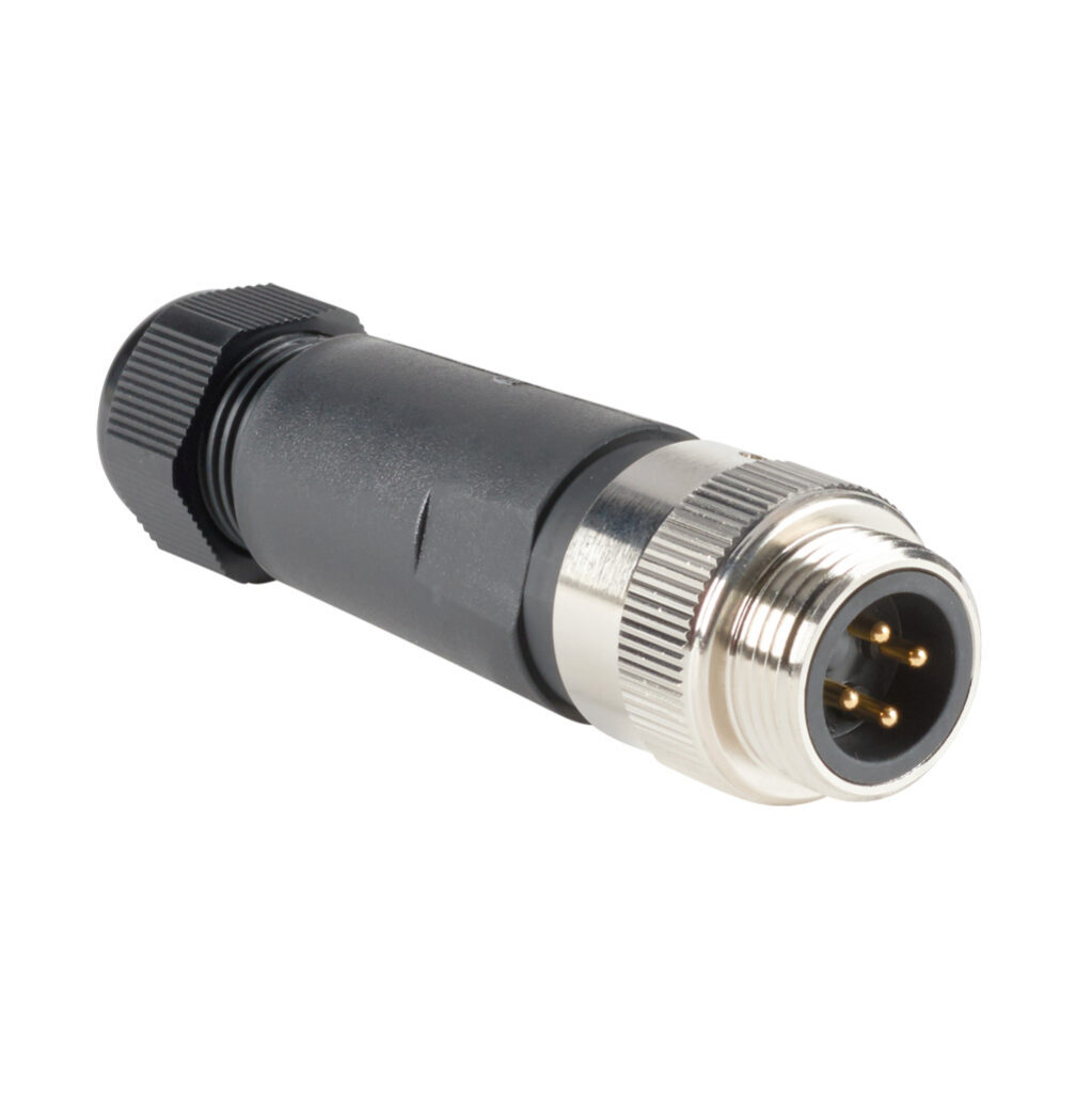 ZP-S1C-4MP-FW - ZIPport connector, field-wireable, 7/8in - 16 UN2 thread barrel 4-pin male axial, accepts cable diameter size 5-13mm, 22-14 AWG, European (Cenelec) color code, screw terminal connection, IP67.