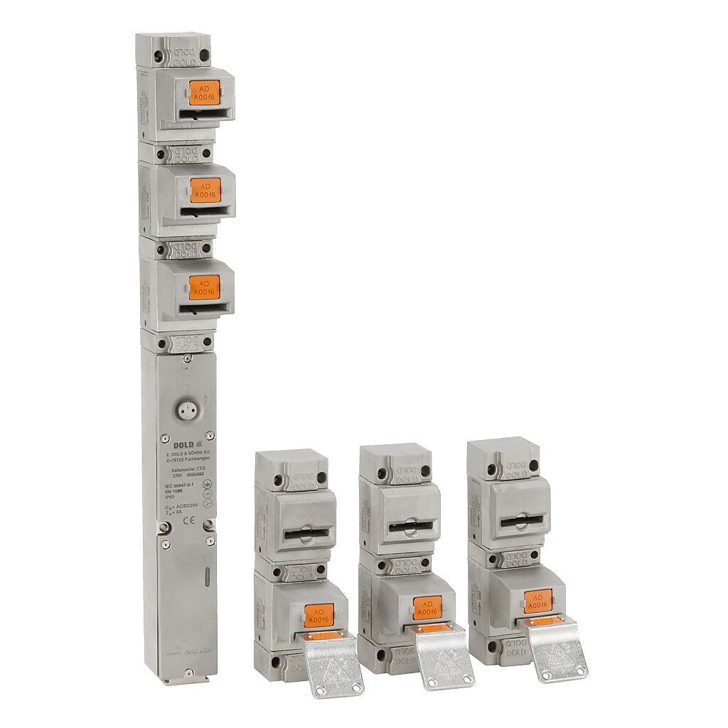 ZRH-3GATE-SET - Dold Safemaster series solenoid trapped key interlock system, push-pull key, 3 gates, 316 stainless steel.