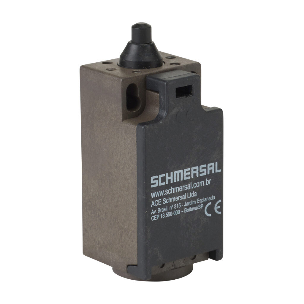ZS-236-02Z - Schmersal IEC limit switch, plastic plunger, 90-degree adjustable head, (2) N.C. contact(s), snap action, 20-22mm hole spacing, glass-fiber thermoplastic, (1) M20 x 1.5 entry with 1/2in NPT adapter.