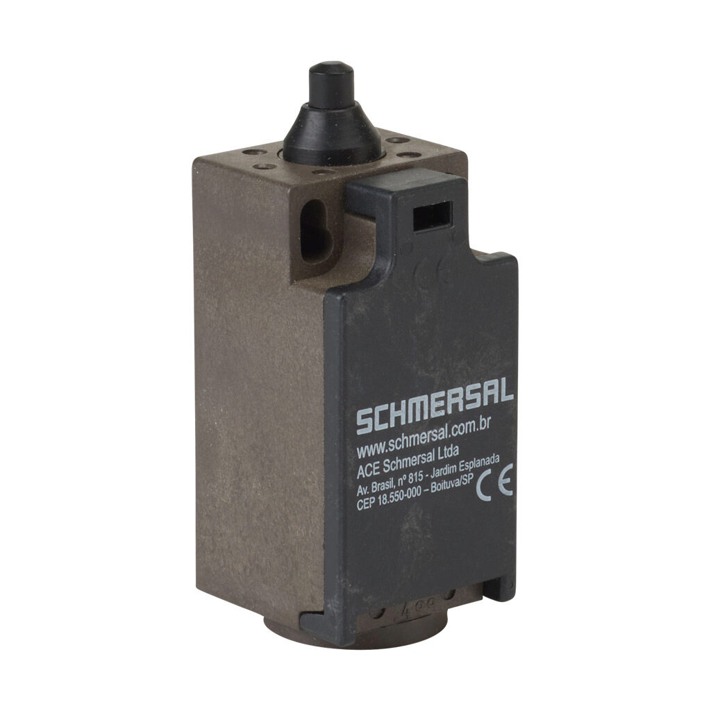 ZS-236-11Z - Schmersal IEC limit switch, plastic plunger, 90-degree adjustable head, (1) N.O./(1) N.C. contact(s), snap action, 20-22mm hole spacing, glass-fiber thermoplastic, (1) M20 x 1.5 entry with 1/2in NPT adapter.