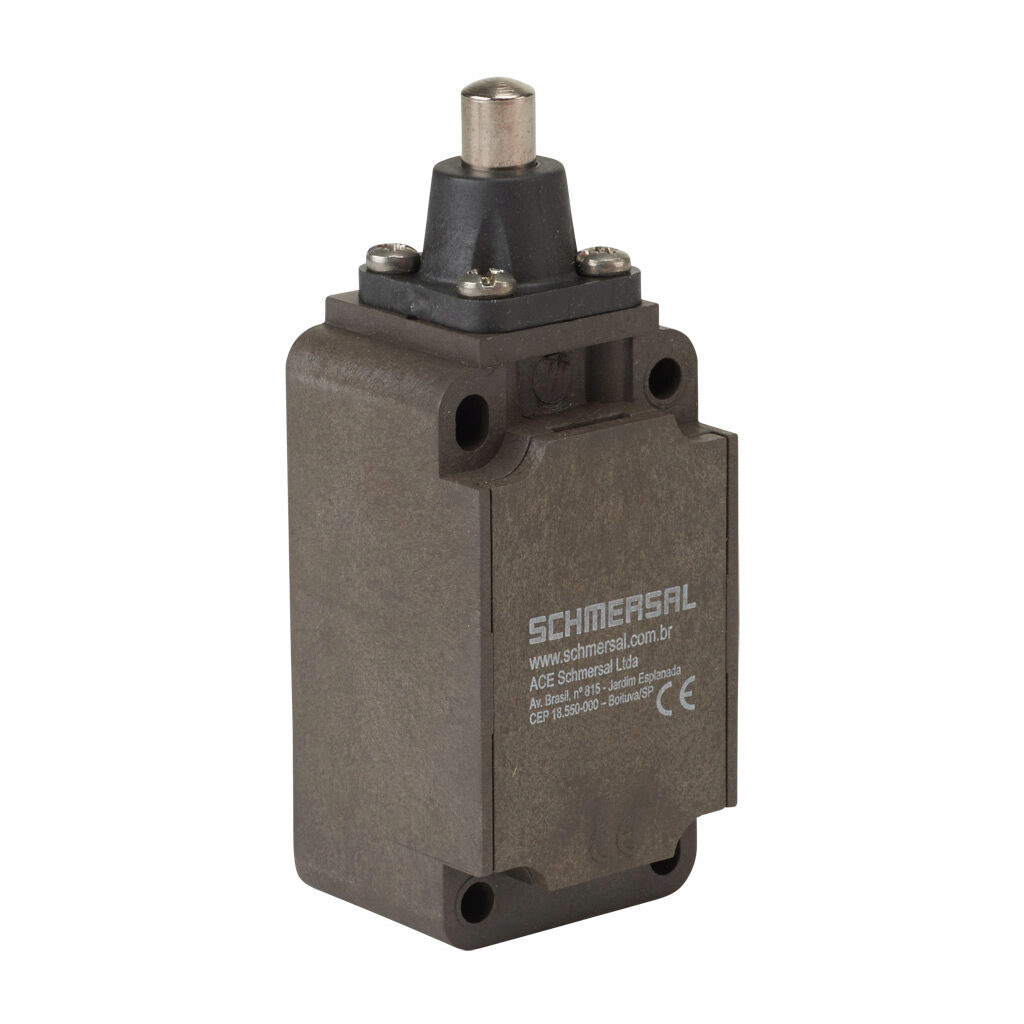 ZS-336-11Z - Schmersal IEC limit switch, metal plunger, 90-degree adjustable head, (1) N.O./(1) N.C. contact(s), snap action, 30mm hole spacing, glass-fiber thermoplastic, (1) M20 x 1.5 entry with 1/2in NPT adapter.