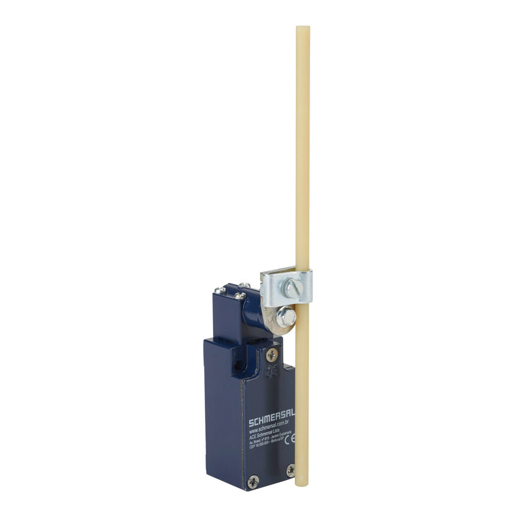 ZV10H-235-11Z - Schmersal IEC limit switch, side rotary adjustable 6mm plastic rod, 90-degree adjustable head, (1) N.O./(1) N.C. contact(s), snap action, 20-22mm hole spacing, zinc alloy, (1) M20 x 1.5 entry with 1/2in NPT adapter.