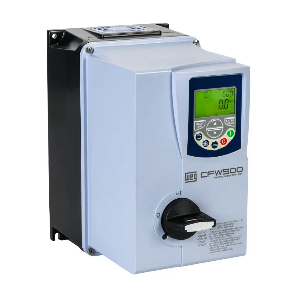 WEG Electric CFW500 series AC high-performance drive with disconnect - CFW500A04P3B2DB66DSG2