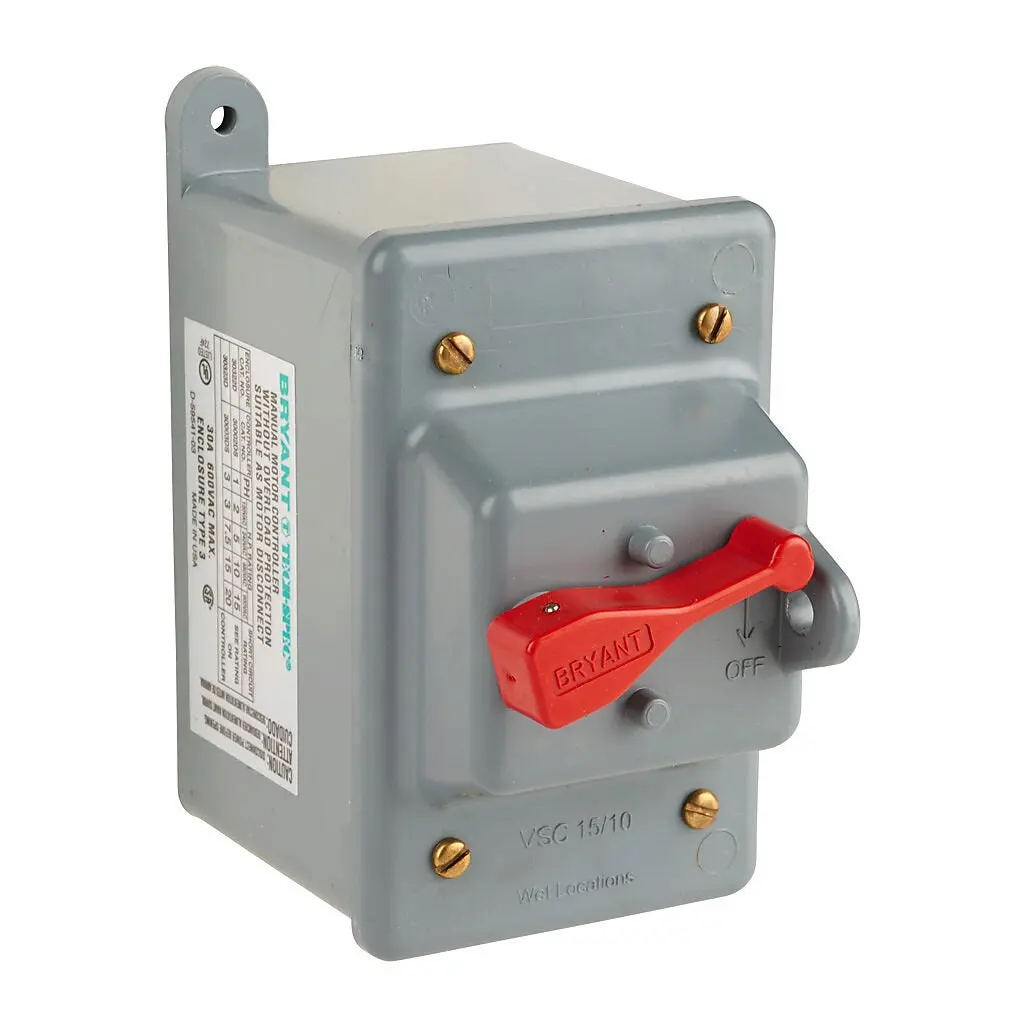Bryant Tech-Spec series enclosed red external lever manual motor controller - 30322D