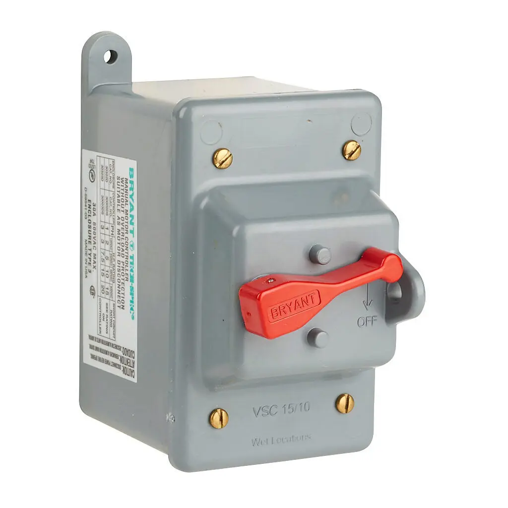 Bryant Tech-Spec series enclosed red external lever manual motor controller - 30323D