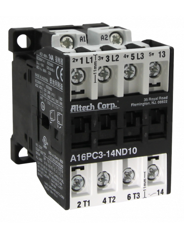 Altech A16PC3-22ND10-DC24V Contactor, 3 Pole,22A/400VAC