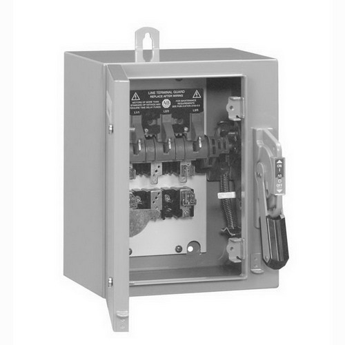 Allen-Bradley 1494G Enclosed Disconnect,NEMA 4/4X Stainless Steel,Class R Fuse Clip,Fusible,3 Pole  Three Phase,Optional Selection,600 VAC Fuse V oltage,400 A,3 Phase,No IP20 cover,56 x 30 x 14 in.,400A,Type R Fuse Clips