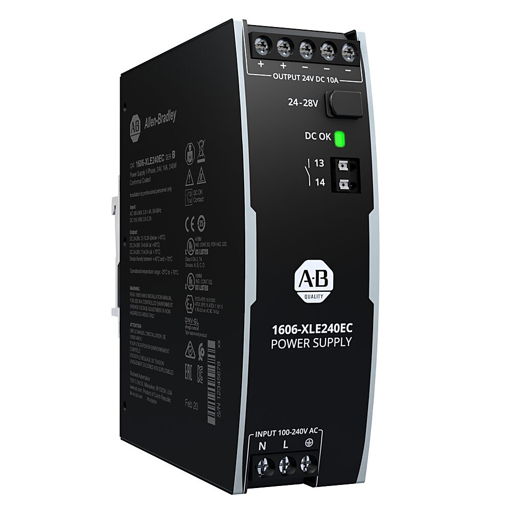 Allen-Bradley Power Supply, 480W, 1PH, 24 28VDC, 20A, Conformal coated