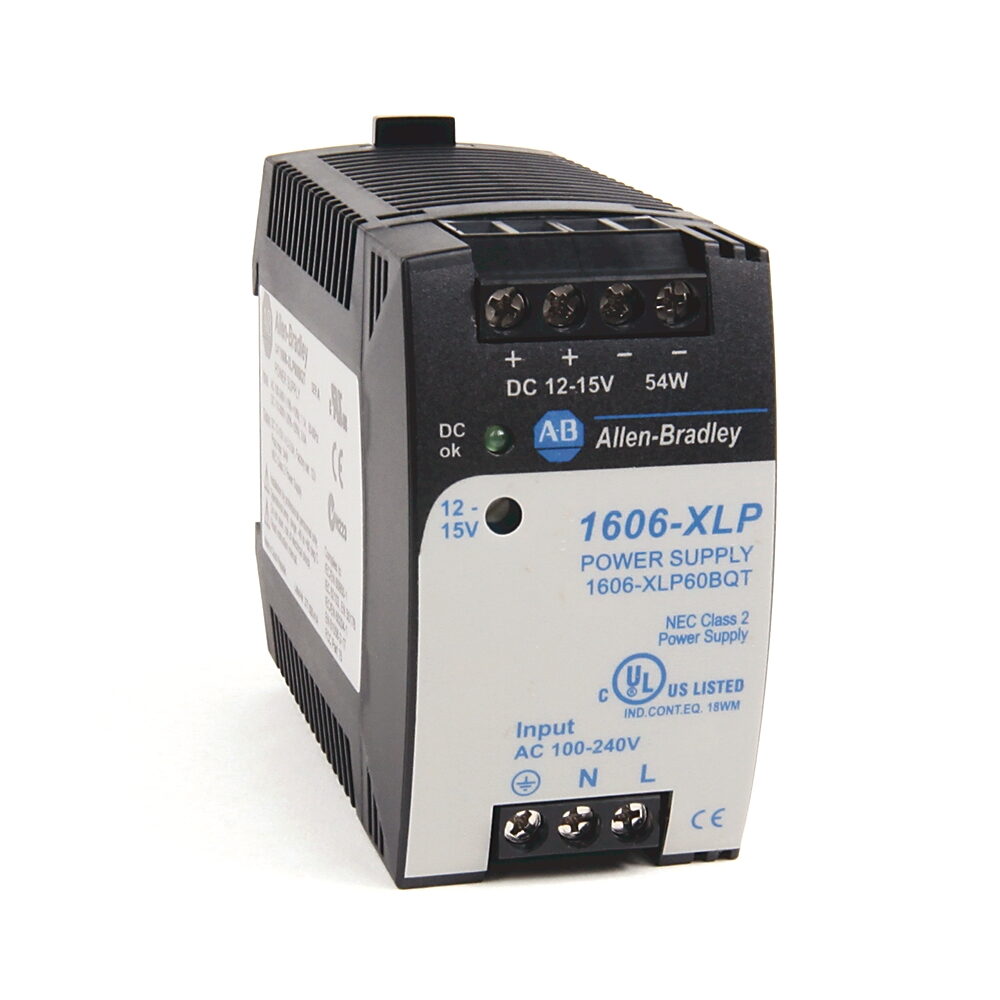 Allen-Bradley Power Supply,Bulletin 1606 XLP Compact,100 240VAC or 110 300 VDC Input, 12 15VDC Output, 54Watt, 4.5A Output,Parallel Operation,Low Temperature to 40C