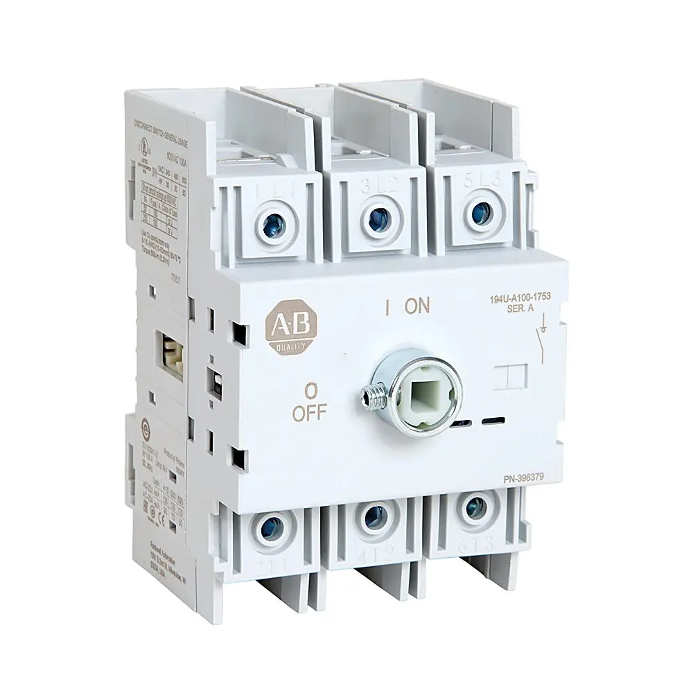 Allen-Bradley 194U Base /DIN Mount Disconnect, 60A, 3 Pole, Open, On Off