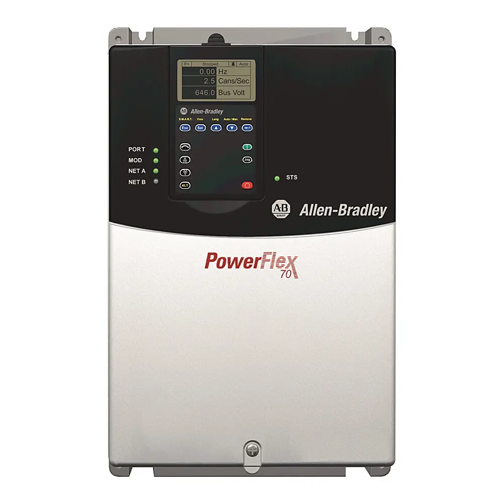 Allen-Bradley 20A,40 A at 30 Hp,480V AC Three Phase,IP20/NEMA/UL 1,No Feedback,No HIM  Blank Plate,No Communication Module,W/ EMC Filt & ComModeChoke,Brake IGBT Installed,No Internal Brake Resistor,D Frame,Enhance Control, with Safe Off,Documentation