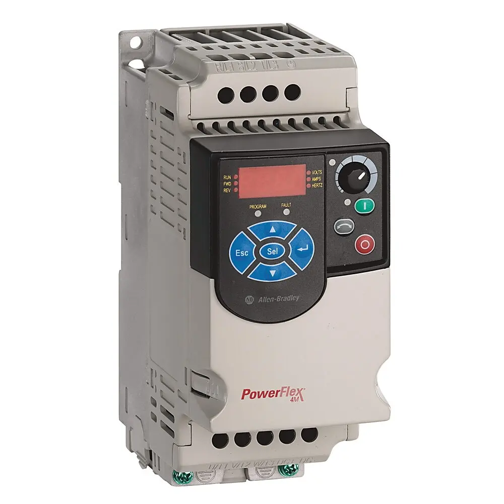 Allen-Bradley AC Drive,0.2 kW (0.25 HP),240V AC Input,1 PH,50 60 Hz,1.6 A Output,IP20,UL NEMA Type Open,Panel Mounting,With Internal CE CompliantFilter,Omit Brake IGBT, Frame A, 0.98 PF,Integral Keypad With Potentiometer And Led Display, RS485, Fixed Terminal Block Co