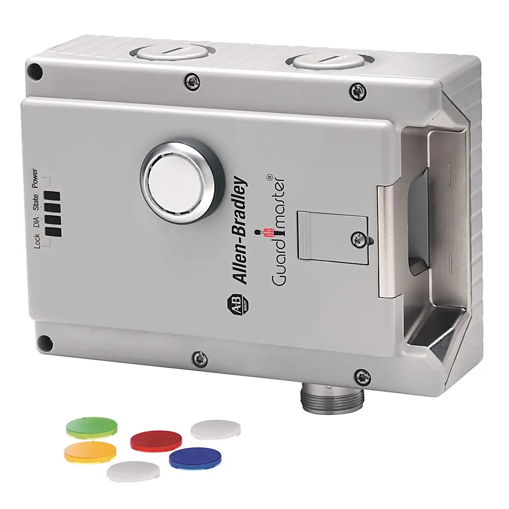 Allen-Bradley Lock Module,442G Access Box, Power to Lock,Unique Code,M23 Connector, Right hand Guard,1 Pushbutton