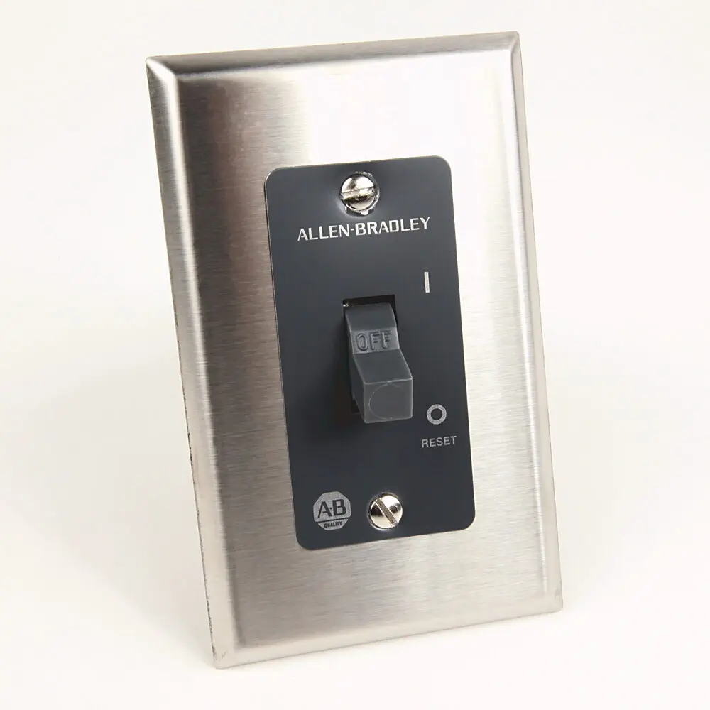 Allen-Bradley Switch, 115 230V AC, Single Phase, Toggle, 1 Pole, Neon Pilot Light, NEMA 1 General Purpose Enclosure, Stainless Steel Flush Plate