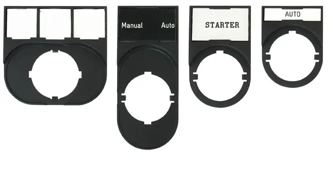 Allen-Bradley 800F PB,22mm Accessory,36x52 mm 1 Piece Rectangular,Black White Horizontal Text,Blank or Custom Text,Symbol,l  O  ll