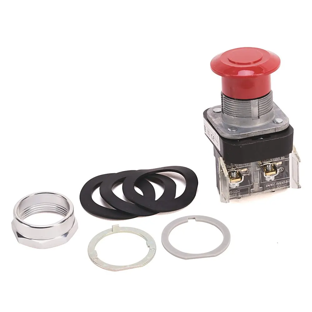 Allen-Bradley 800T PB,30mm Push Pull Device,Maintained Mushroom Hd Pb,No Twist Release,2 Position,Standard Mushroom Head,No Legend on Cap,Red, No Guards  on Terminals,1 NCLB Standard Contact,1 NCLB Standard Contact,No Block in Position 3,No Block in Position 4,Device w