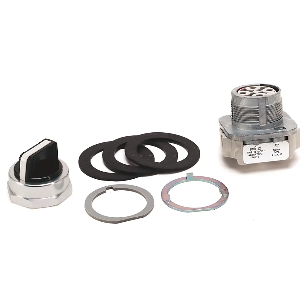 Allen-Bradley 800T PB,30mm Selector Switch,3 Position Selector Switch,KC1 Cam, No Guards  on Terminals,1 NO 1 NC Standard Contacts,1 NO 1 NC Standard Contacts,No Block This Position,No Block In Position 4,Standard Knob Spring Return<gt/> <lt/>,White Insert,Device with