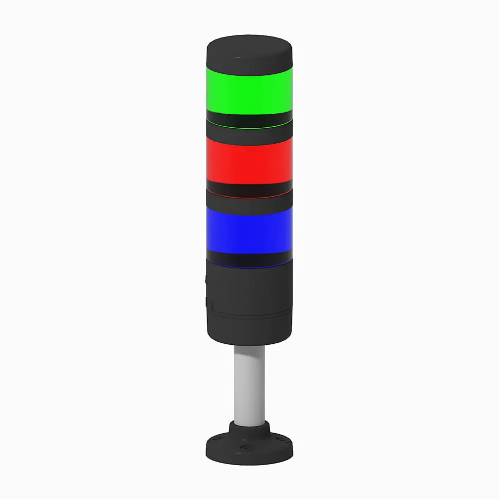 Allen-Bradley 70 mm Stack Light,10 cm Aluminum Pole Base,Black Housing,24V AC/DC,Steady LED Module,Level 1: Blue,Steady LED Module,Level 2: Red,St eady LED Module,Level 3: Green,No Level 4 Module,No Level 4 Color,No Level 5 Module,No Level 5 Color,No Level 6 Module,No