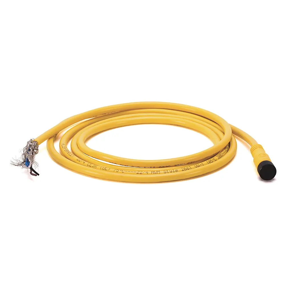 Allen-Bradley DC Micro Cable,Female, Straight (Int Threads),Female, Straight (int threads),4 Pins,Standard Materials,4 Pins,Cable,No Connector,Cable  IEC Stndrd Color Code,No Connector,Same as First End,PVC Cbl, Black, UnShld,22AWG,PVC Cable, Yellow, Shld 22AWG,Cable