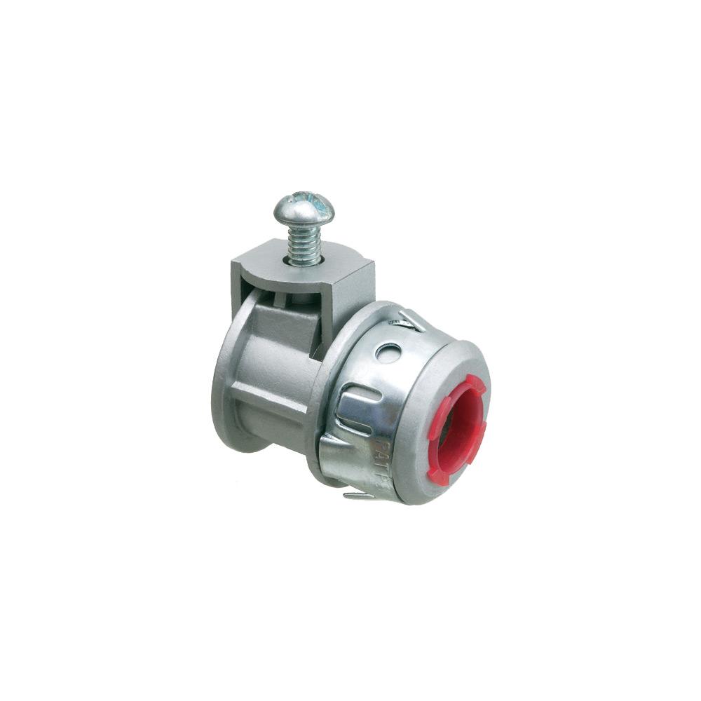 Arlington Saddlegrip® SNAP-TITE® SG38AST Straight Cable Connector With Insulated Throat, 3/8 in Trade, 1/2 in Knockout, 0.405 to 0.612 in Cable Openings, Die Cast Zinc