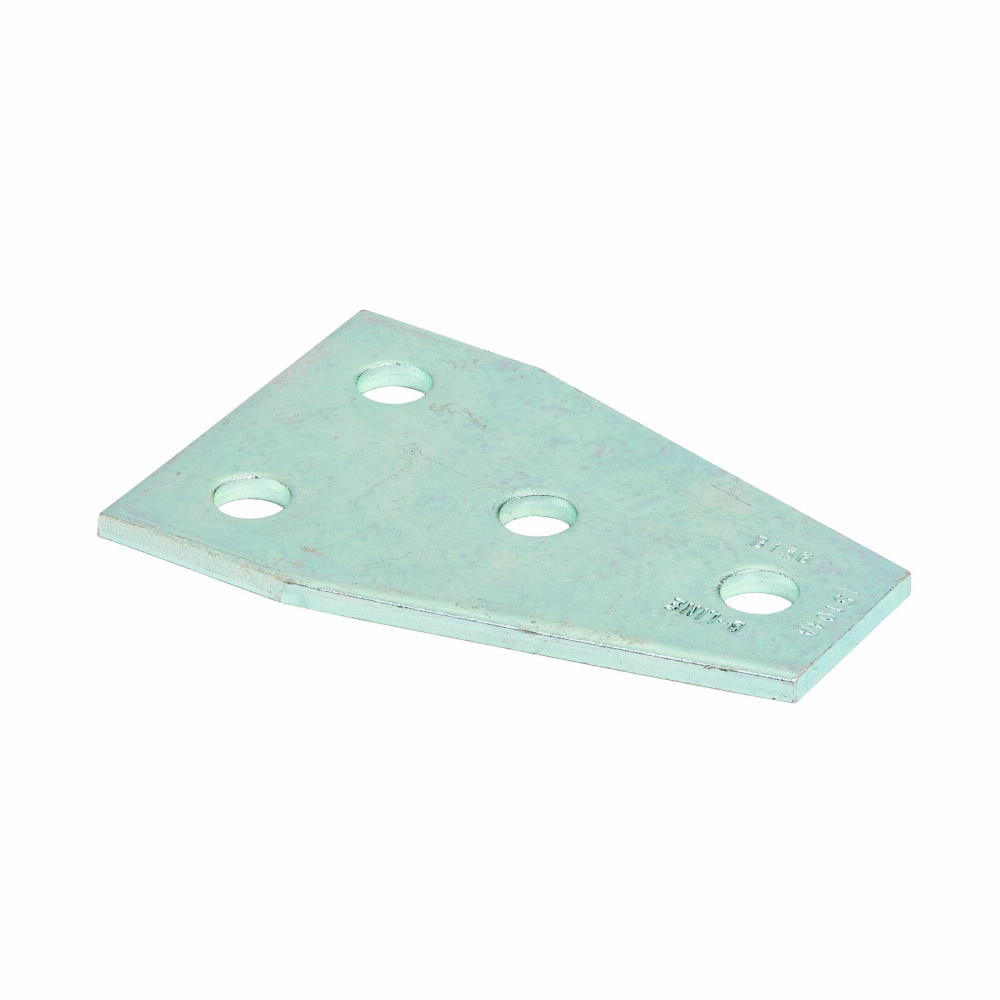 B-Line B136ZN Flat Tee Gusset Plate, 4 Holes, 5-3/8 in L x 3-1/2 in W x 1/4 in THK, Strip Steel