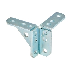 B-Line B276ZN Double Corner Gusseted Connection, 14 Holes, 4 in L x 4 in W, Steel