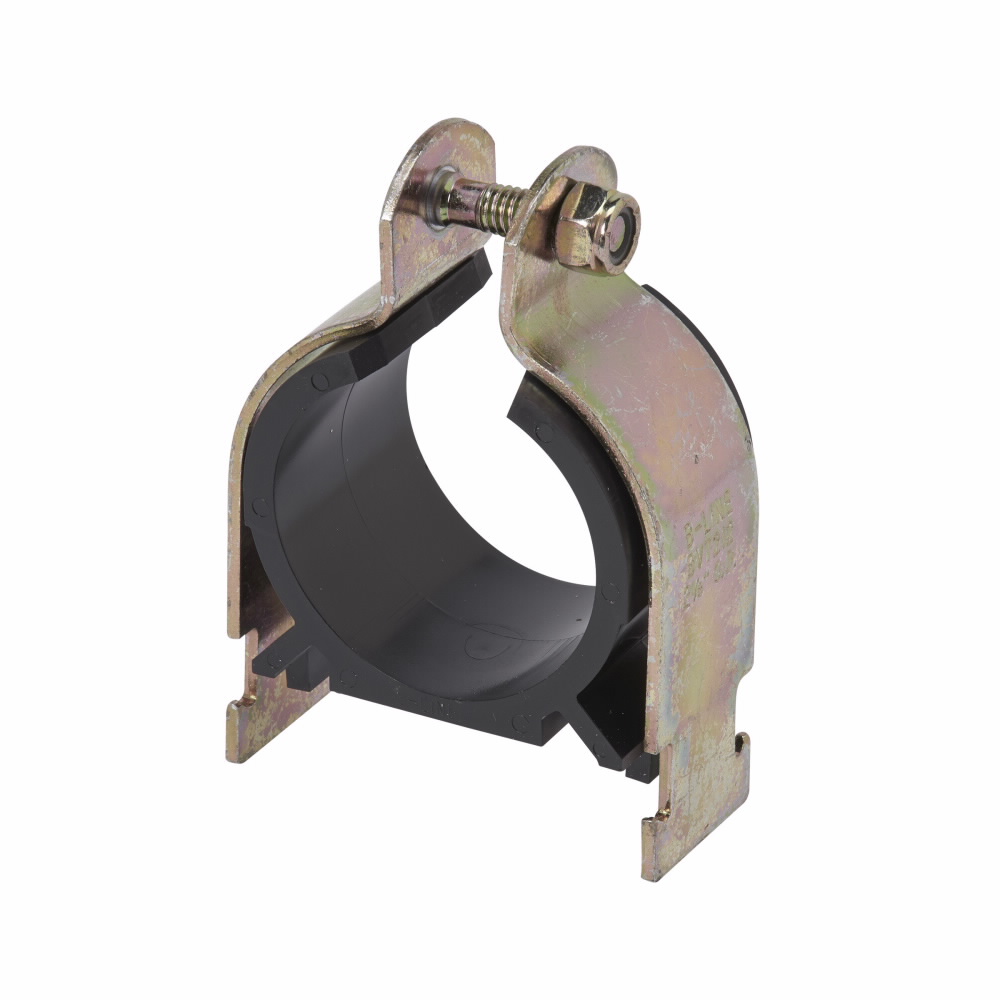 EATON B-LINE SERIES B-Line Vibra-Clamp™ BVT212YZN 2-Piece Pipe Clamp, 2 in Conduit, 800/125 lb Load, 2-1/8 in OD, Low Carbon Steel
