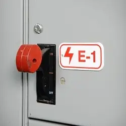 Brady 105681 Rectangular Energy Source Tag, 1-1/2 in H x 3 in W, Red on White, B-401 Polystyrene