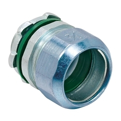 Bridgeport 250-SRT Non-Insulated Raintight Compression Connector With Internal Sealing Ring and Knockout Gasket, 1/2 in Trade, For Use With EMT Conduit, Steel, Electro-Plated Zinc