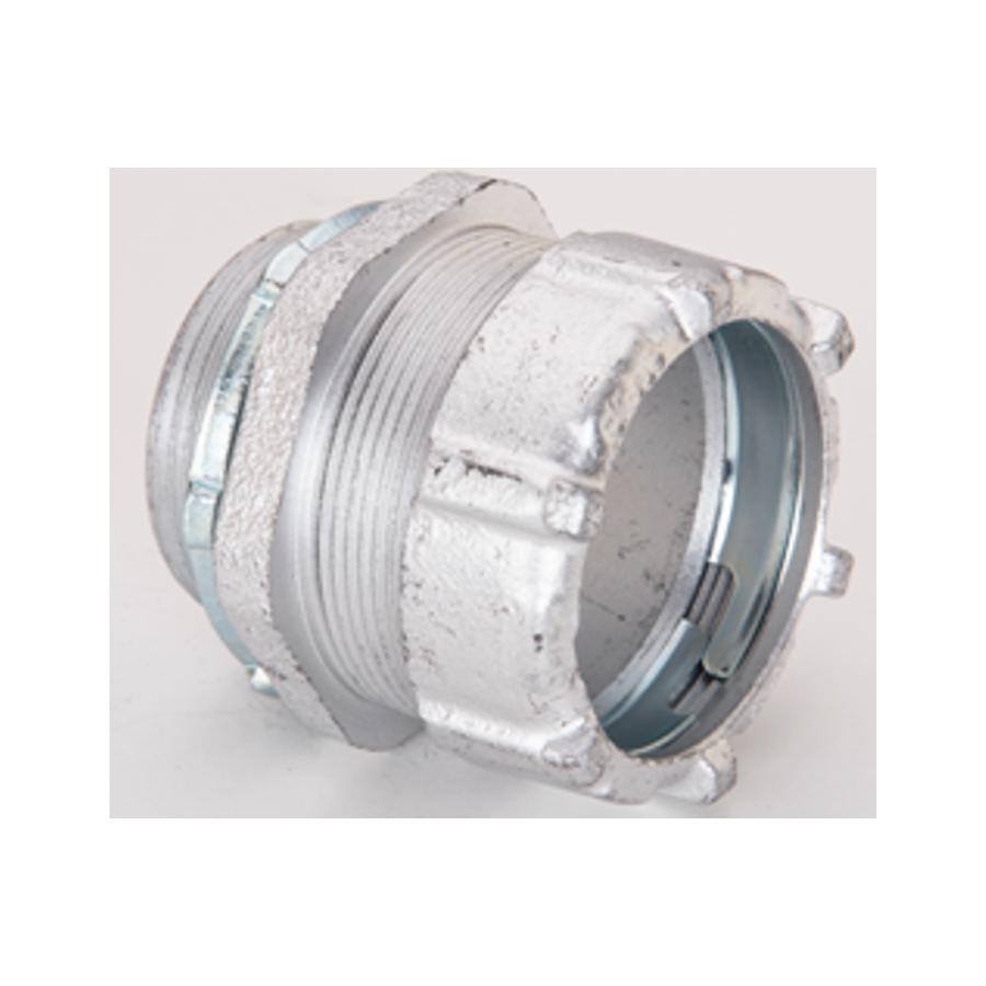 Bridgeport 3004 Compression Connector, 1-1/2 in Trade, For Use With IMC/Rigid Conduit, Malleable Iron, Zinc Plated