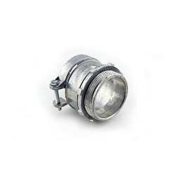 Bridgeport 416-DC2 Squeeze Conduit Connector, 2 in Trade, For Use With Flexible Metal Conduit and Armored Cable, Die Cast Zinc, Ball Burnished/Mirror Smooth