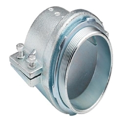 Bridgeport 420 Squeeze Conduit Connector, 4 in Trade, For Use With Flexible Metal Conduit, Malleable Iron, Electro-Plated Zinc