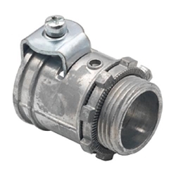 Bridgeport 572-DC2 Conduit Connector, 3/4 in Trade, 0.945 to 1.035 in Cable Openings, For Use With 4/3 to 3/4 AWG Steel/Aluminum Metal Clad Cable and 3/4 in Flexible Metal Conduit, Die Cast Zinc, Ball Burnished/Mirror Smooth