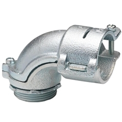 Bridgeport 806 Large Size Conduit Connector, 3/4 in Trade, For Use With Flexible Metal Conduit, Malleable Iron, Electro-Plated Zinc