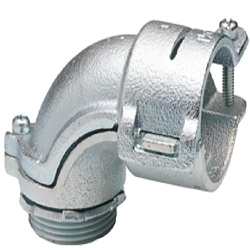 Bridgeport 808 Large Size Conduit Connector, 1-1/4 in Trade, For Use With Flexible Metal Conduit, Malleable Iron, Electro-Plated Zinc