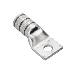 Burndy HYLUG™ YAV2CL1BOX YAV-L 1-Hole Heavy Duty Uninsulated Compression Lug With Inspection Hole, 2 AWG Stranded Copper Conductor, Die Code: 41, 1/4 in Stud, Electro-Tin Plated Copper