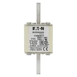Bussmann 170M3617 Semi-Conductor High Speed Fuse, 315 A, 690 V, 200 kA Interrupt, Class: aR, Square Body