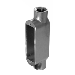 Calbrite S62000CE00 Type-C Conduit Body With Cover, Gasket Set, Coupling, 2 in Hub, 8, 77 cu-in, 316 Stainless Steel, #4 Polished