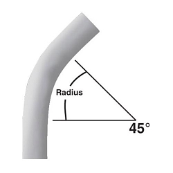 CANTEX 5133798 Plain End Conduit Elbow, 2 in Trade, 45 deg, PVC