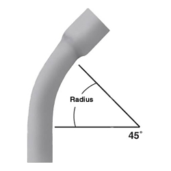 CANTEX 5233801 Bell End Conduit Elbow, 2-1/2 in Trade, 45 deg, PVC