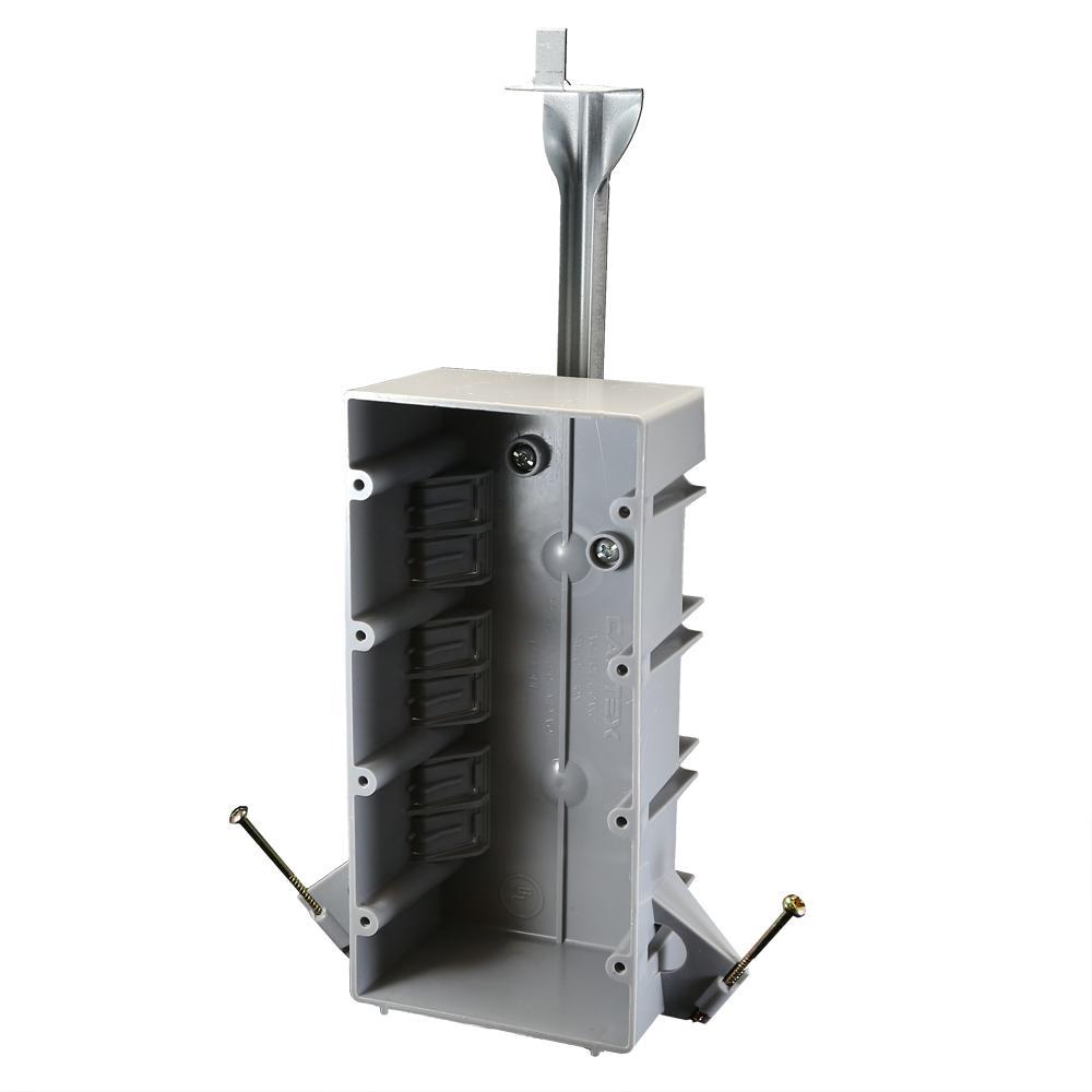 CANTEX EZ-Box® EZ55QNB Outlet Box With Nails and Adjustable Bracket, PVC, 55 cu-in Capacity, 4 Gangs, 12 Knockouts