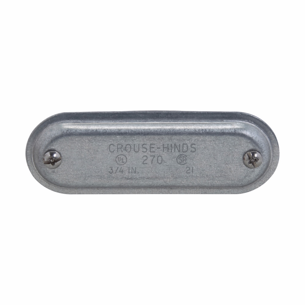 Eaton Crouse-Hinds series EATON Crouse-Hinds Condulet® 570 Form 7 Wedgenut Cover, 1-1/2 in Hub, For Use With Condulet® Rigid Conduit Bodies, Sheet Steel, Electro-Galvanized/Aluminum Acrylic Painted