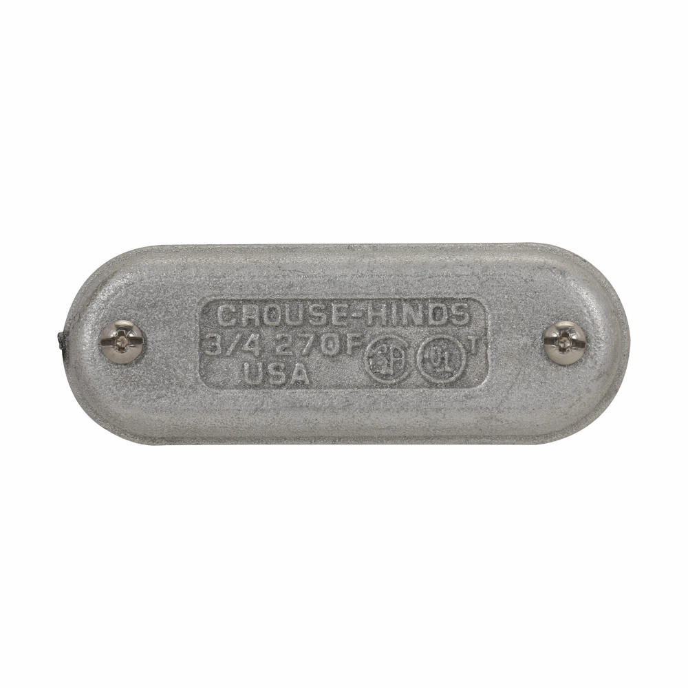 Eaton Crouse-Hinds series EATON Crouse-Hinds Condulet® 570F Form 7 Wedgenut Cover, 1-1/2 in Hub, For Use With Condulet® Rigid Conduit Bodies, Feraloy® Iron Alloy, Electro-Galvanized/Aluminum Acrylic Painted