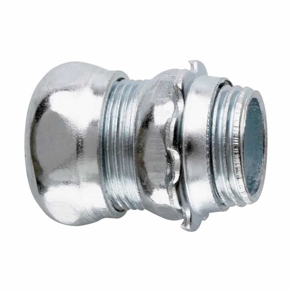 EATON Crouse-Hinds 652 Non-Insulated Straight Compression Connector, 1 in Trade, For Use With EMT Conduit, Steel, Zinc Plated