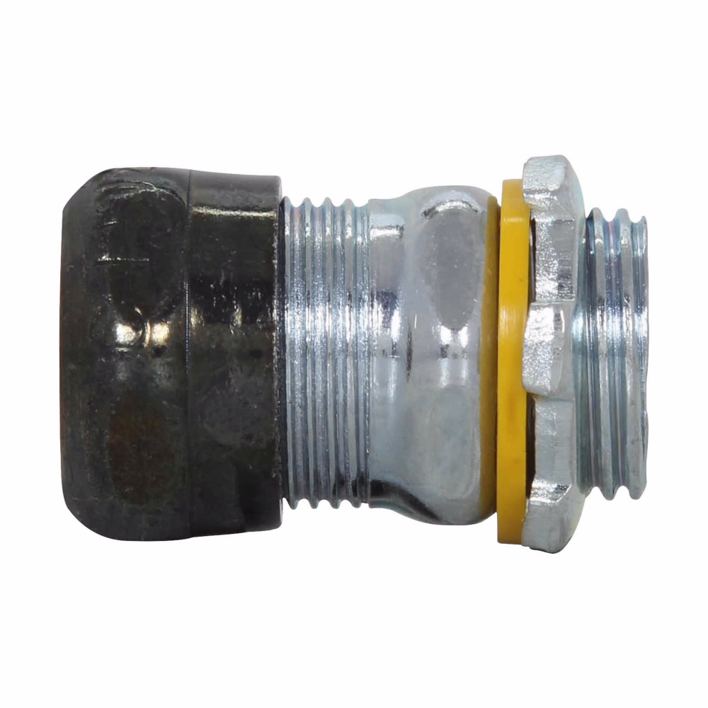 EATON Crouse-Hinds 653RT Non-Insulated Raintight Straight Compression Connector, 1-1/4 in Trade, Steel, Zinc Plated